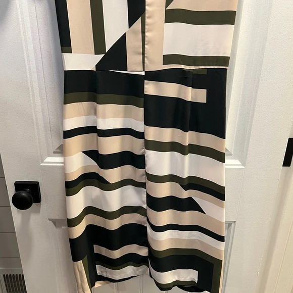 Banana Republic Factory Olive Green Black Cream Twist Front Dress. Size 16. NWT. - Picture 11 of 15